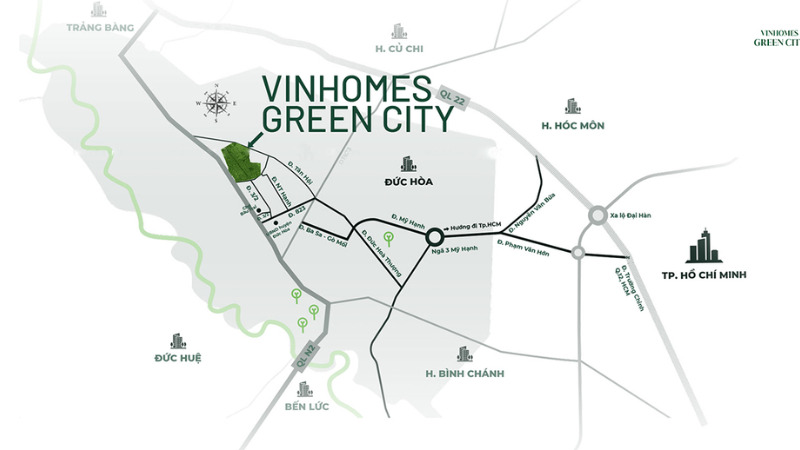 Ranh giới và tọa độ chiến lược của Vinhomes Long An
